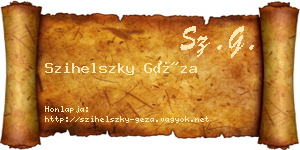 Szihelszky Géza névjegykártya